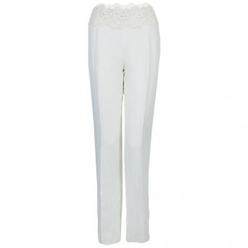 Pre Owned Valentino Cream Lace Detail Trousers M