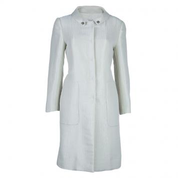 Pre Owned Valentino Metallic Cream Coat M