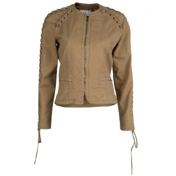 Pre Owned Valentino Dark Beige Criss-Cross Eyelet Detail Jacket M