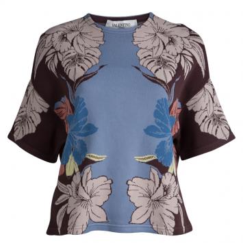 Pre Owned Valentino Floral Crewneck Knit Top M
