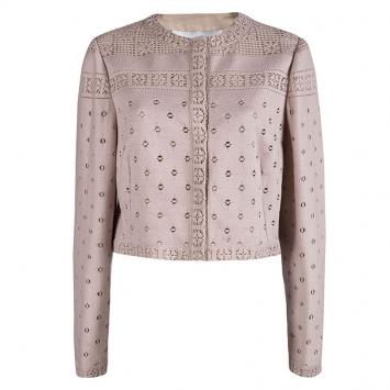 Pre Owned Valentino Pastel Pink Cut Out Detail Cropped Jacket L