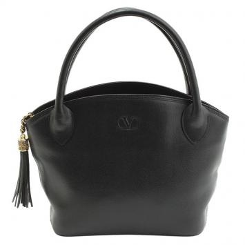 Pre Owned Valentino Black Leather Vintage Satchel Bag