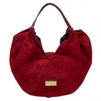 Pre Owned Valentino Red Suede 360 Bow Hobo