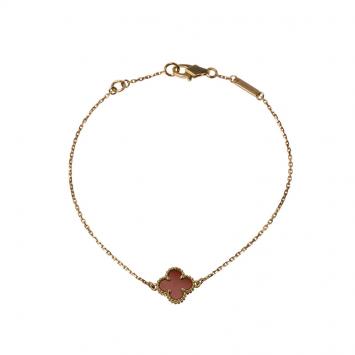 Pre Owned Van Cleef & Arpels Sweet Alhambra Carnelian Clover Rose Gold Bracelet