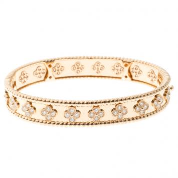 Pre Owned Van Cleef & Arpels Perlee Clover 18k Rose Gold Bracelet M