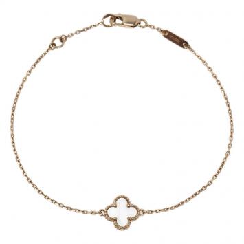 Pre Owned Van Cleef & Arpels Sweet Alhambra Mother of Pearl Yellow Gold Bracelet