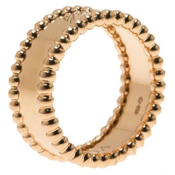 Pre Owned Van Cleef & Arpels Perlee Signature Rose Gold Ring Size 51