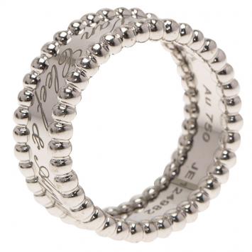 Pre Owned Van Cleef & Arpels Perlee Signature White Gold Band Ring Size 50
