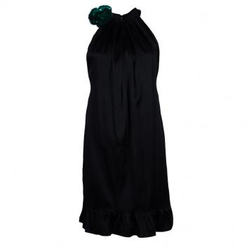 Pre Owned Lavender By Vera Wang Black Flower Detail Dress M