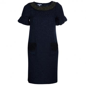 Pre Owned Vera Wang Grey Embellished Neck Dress M
