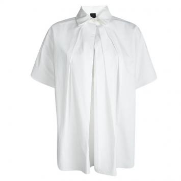 Pre Owned Vera Wang White Cotton Quilling Embroidery Detail Oversized Blouse XS