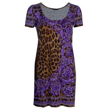 Pre Owned Versace Leopard Print Tunic Top S