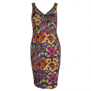 مملوكة مسبقًا  Versace Multicolor Floral Print Sleeveless Dress S