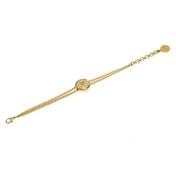 Pre Owned Versace Icon Medusa White Enamel Gold Tone Bracelet 