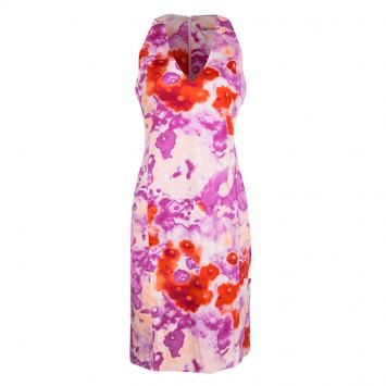 Pre Owned Versace Multicolor Floral Printed Cotton Sleeveless V-Neck Dress M