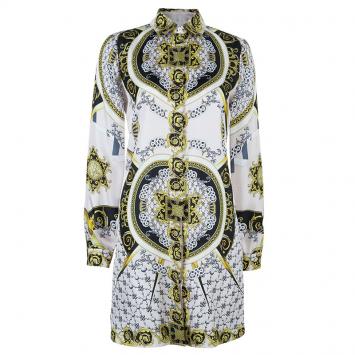 Pre Owned Versace Multicolor Silk Shirt Dress M