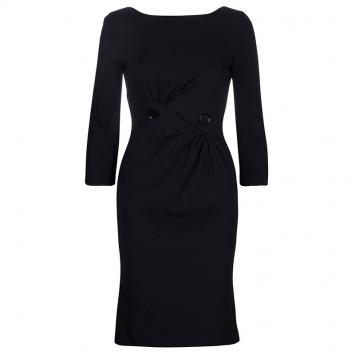 Pre Owned Versace Black Button Detail Long Sleeve Dress S