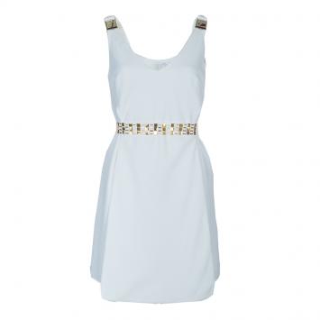 Pre Owned Versace White Belted Dress M