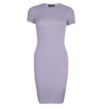 Pre Owned Versace Purple Embellished Dress S