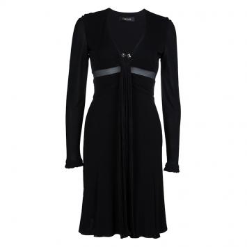 مملوكة مسبقًا Versace Black Pleated Long Sleeve Dress S