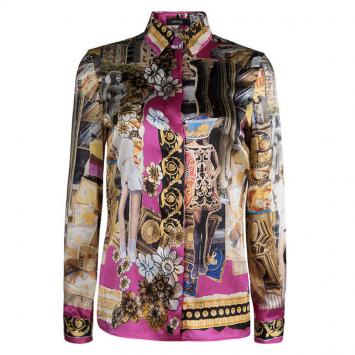 Pre Owned Versace Multicolor Printed Silk Button Down Shirt S