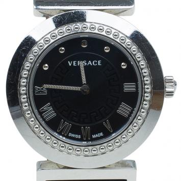 Pre Owned Versace Black Stainless Steel Vanity Women's Wristwatch 35MM