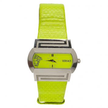 Pre Owned Versace Fluorescent Green Stainless Steel Hippodrome Women's Wristwatch 41MM