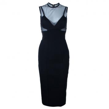 Pre Owned Victoria Beckham Black Mesh Body-Con Dress S