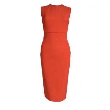 Pre Owned Victoria Beckham Red Sleeveless Paneled Dress S