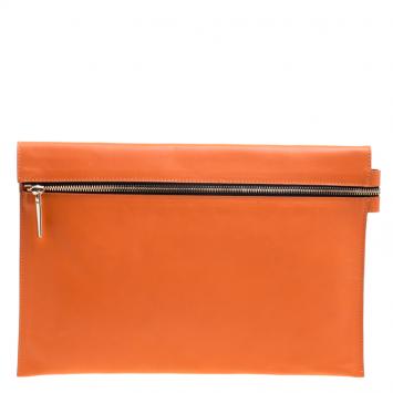 Pre Owned Victoria Beckham Orange Leather Clutch
