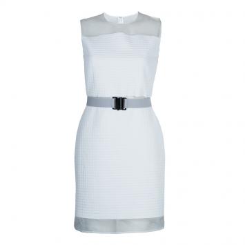 Pre Owned Victoria Victoria Beckham White Quilted Sheer Organza Insert Sleeveless Dress S