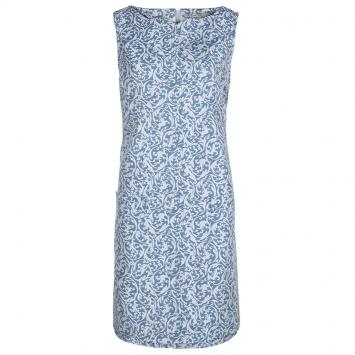 Pre Owned Victoria Victoria Beckham Blue and White Brocade Sleeveless Shift Dress L