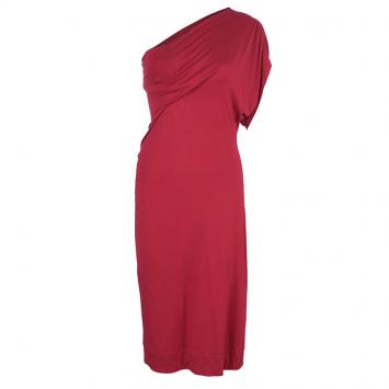 Pre Owned Vivienne Westwood Anglomania Red Aster One Shoulder Jersey Dress XL