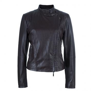 Pre Owned Weekend Max Mara Brown Leather Biker Jacket M