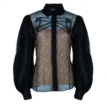 Pre Owned Zac Posen Black Lace Top M