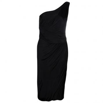Pre Owned Zac Posen Black One Shoulder Dress M
