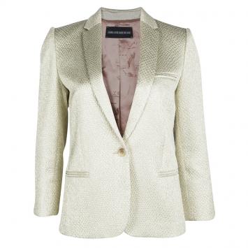 Pre Owned Zadig and Voltaire Deluxe Gold Embossed Jacquard Tailored Blazer M