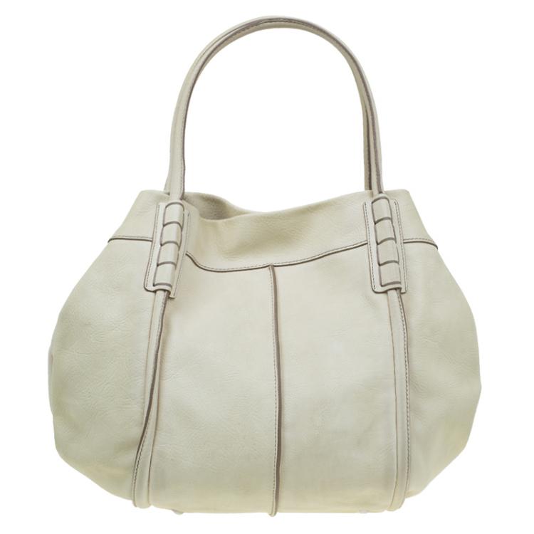 Pre Owned Tod's Cream Leather Shade Tote