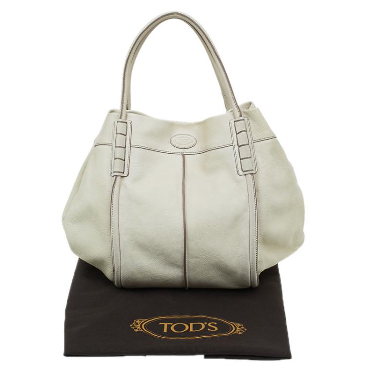 Pre Owned Tod's Cream Leather Shade Tote