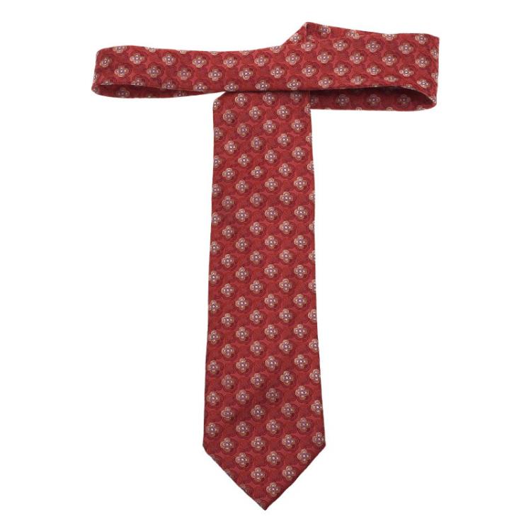 Pre Owned Ermenegildo Zegna Red Floral Print Tie