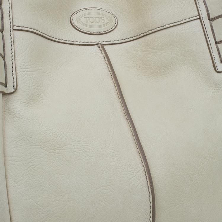Pre Owned Tod's Cream Leather Shade Tote