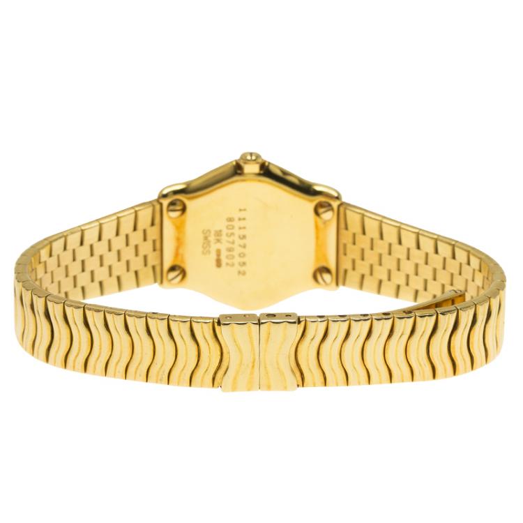 Pre Owned Ebel Mother of Pearl 18K Yellow Gold Diamond Sportwave Women's Wristwatch 24MM