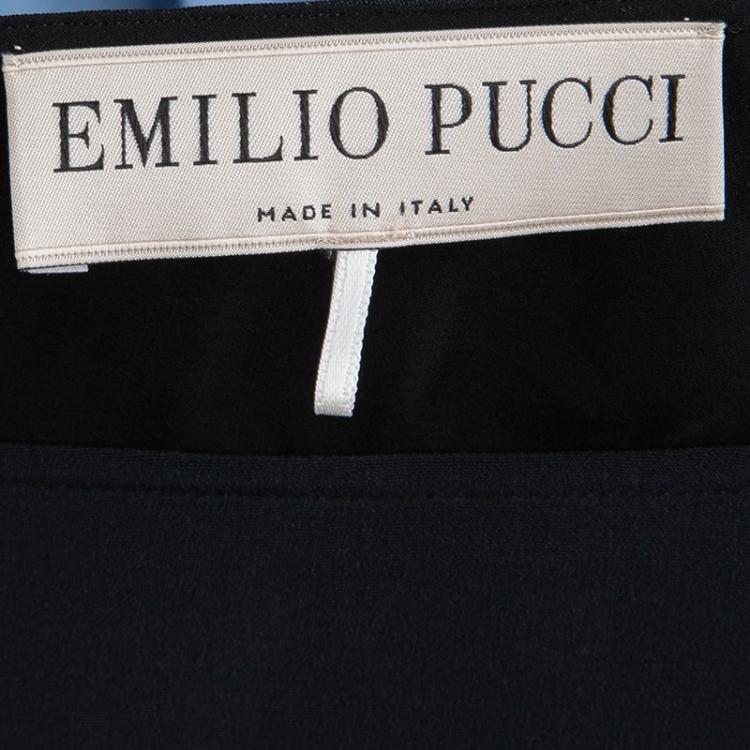 مملوكة مسبقًا Emilio Pucci Black Silk Beaded Long Sleeve Maxi Dress S