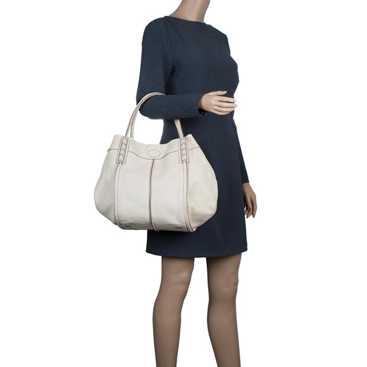 Pre Owned Tod's Cream Leather Shade Tote