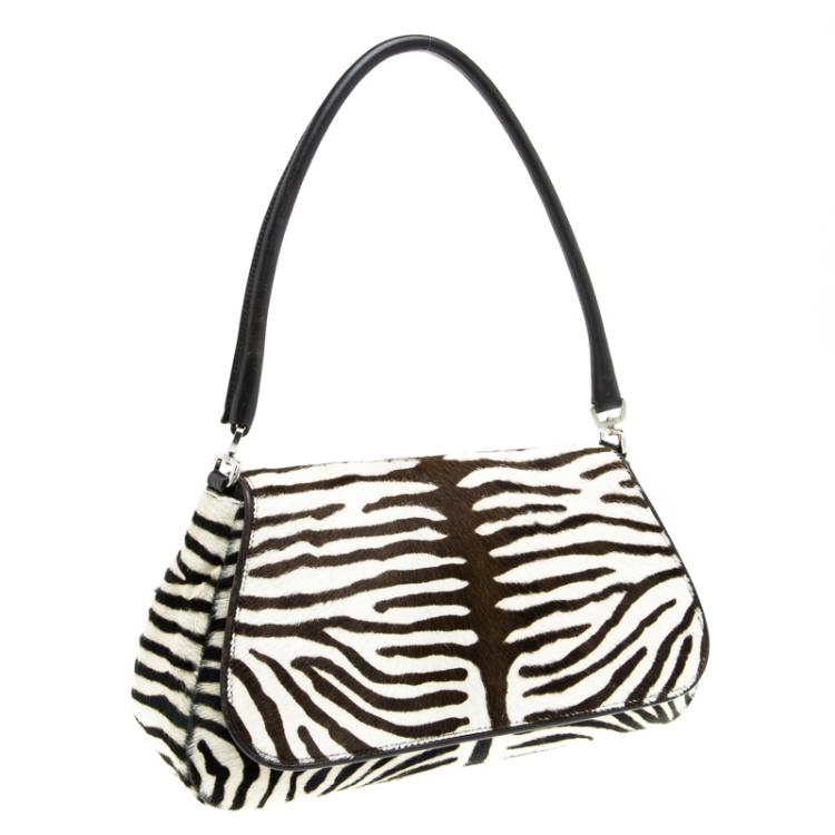 Prada Zebra Print Calfhair Shoulder Bag 