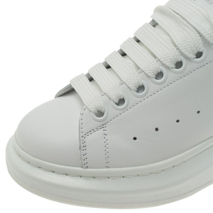 Pre Owned Alexander McQueen White Leather Platform Sneakers Size 36