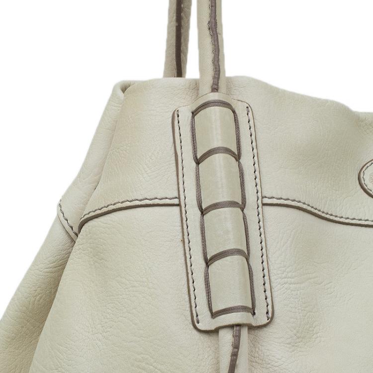 Pre Owned Tod's Cream Leather Shade Tote