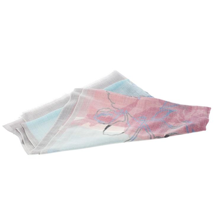 Pre Owned Burberry Multicolor Floral Printed Cashmere Shawl 