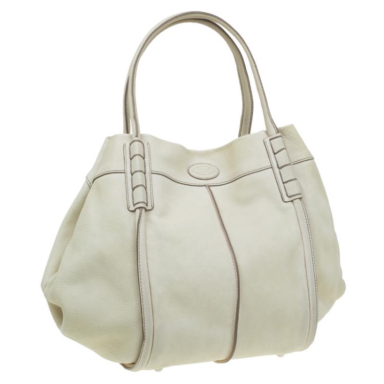 Pre Owned Tod's Cream Leather Shade Tote
