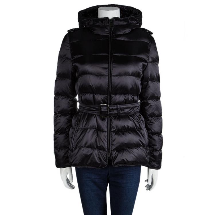Pre Owned Burberry Black Quilted Down Jacket S